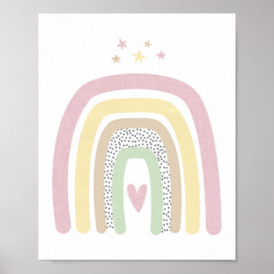 Rainbow en Stars Girl Baby Nursery Wall Poster