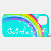 Rainbow en sterren aqua sky, douanenaam Case-Mate iPhone case (Achterkant (horizontaal))