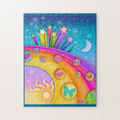 Rainbow en stervormige Pop Art Puzzle Legpuzzel (Verticaal)