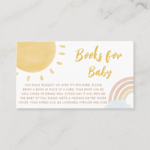 Rainbow en Sunshine Baby shower Books for Baby Visitekaartje