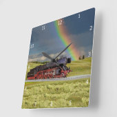 RAINBOW EN TREIN* VIERKANTE KLOK (Hoek)
