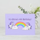 Rainbow en Unicorns Design Flat Invitation Kaart (Staand voorkant)