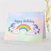 Rainbow en Unicorns Design Folded Wenskaart Kaart (Gele Bloem)