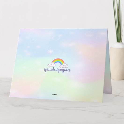 Rainbow en Unicorns Design Folded Wenskaart Kaart (Achterkant)
