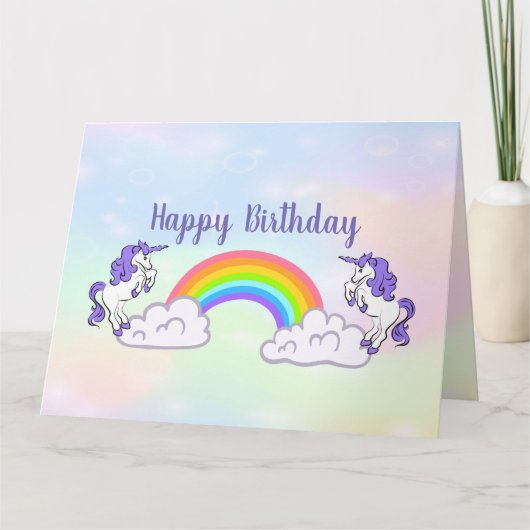 Rainbow en Unicorns Design Folded Wenskaart Kaart (Voorkant)
