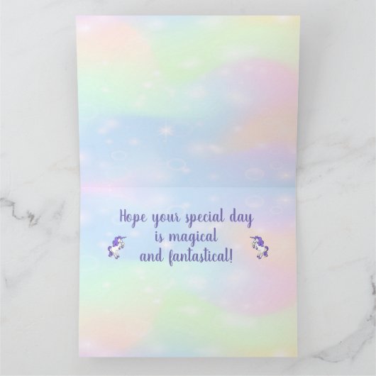Rainbow en Unicorns Design Folded Wenskaart Kaart (Binnen)