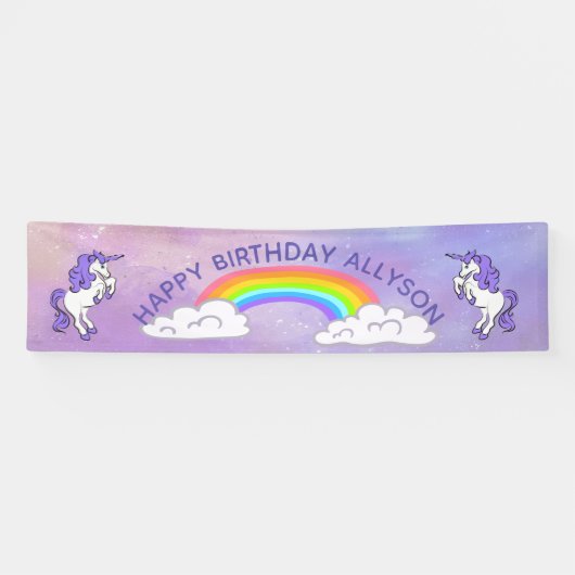 Rainbow en Unicorns Design Party-banner Spandoek (Horizontaal)
