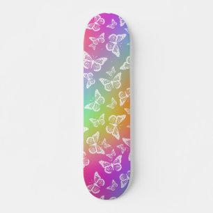 Rainbow en White Butterfly Motif Pattern Persoonlijk Skateboard