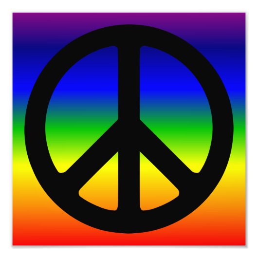 Rainbow- en zwart vredessymbool foto afdruk (Voorkant)