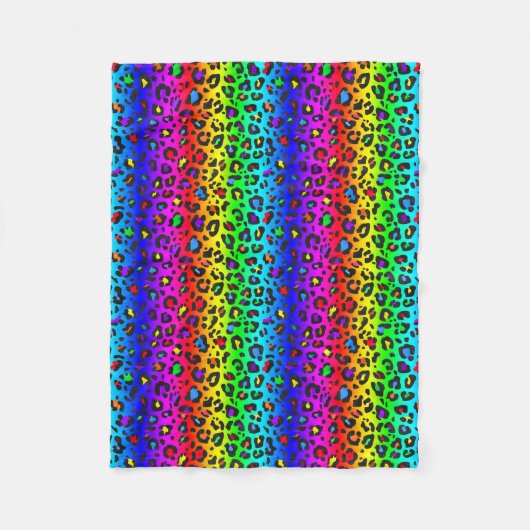Rainbow en zwarte luipaard afdrukpatroon fleece deken (Voorkant)