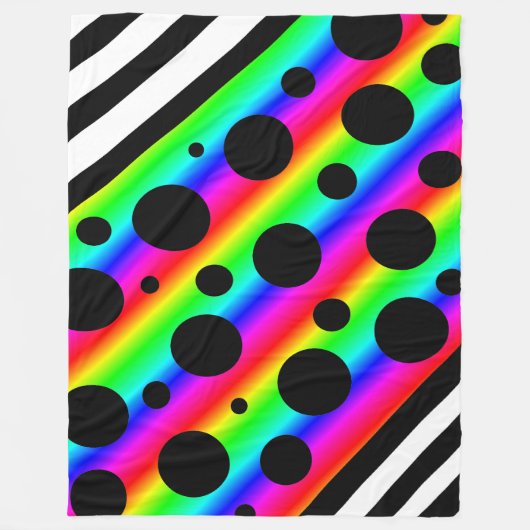 Rainbow- en zwarte pooldots en stripes Blanket Fleece Deken (Voorkant)