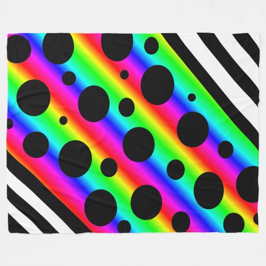 Rainbow- en zwarte pooldots en stripes Blanket Fleece Deken (Voorkant (Horizontaal))
