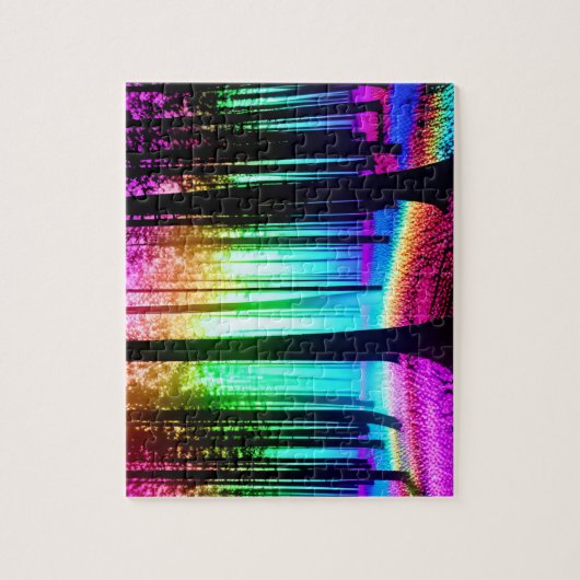 Rainbow Enchanted Forest en Black Tree Silhouet Legpuzzel (Verticaal)