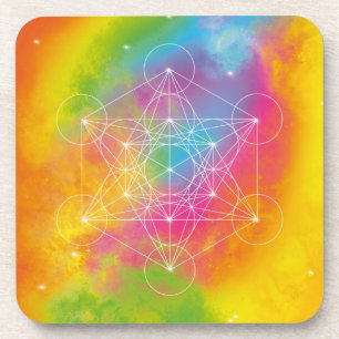 Rainbow Energie – Metatron's Kubus Heilige Geometr Bier Onderzetter