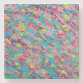 Rainbow esthetische Abstracte schilderij Stenen Onderzetter (Voorkant)