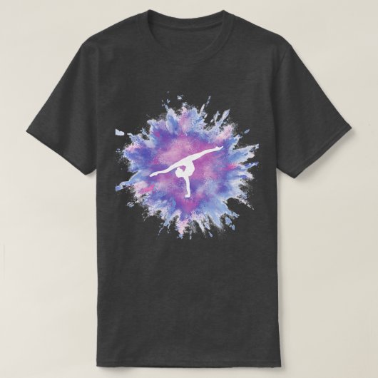 Rainbow Explosion Pink Blue gymnast T-shirt (Design voorkant)