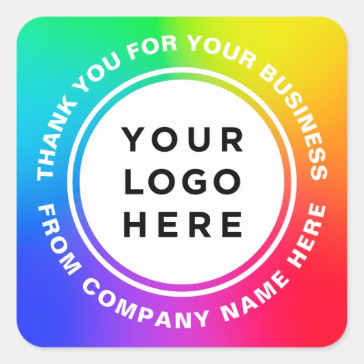 Rainbow Eyecatching Professional Logo Dank u Vierkante Sticker (Voorkant)