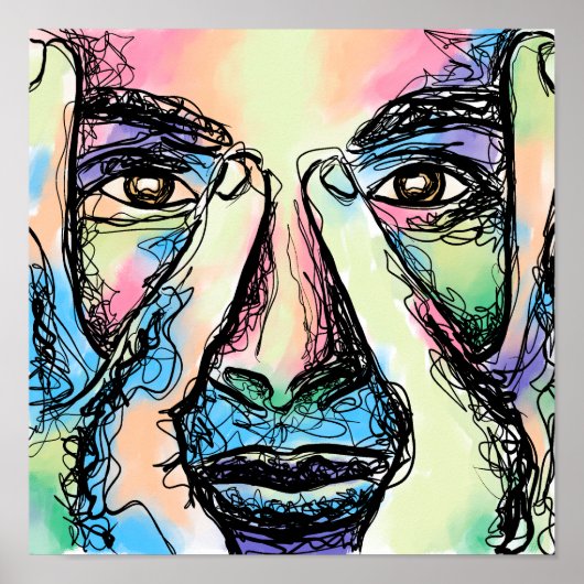 RAINBOW FACE SCRIBBLE ART POSTER (Voorkant)