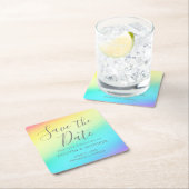 Rainbow Fade Cheerful LGBTQ Bewaar de datum Kartonnen Onderzetters (Insitu)
