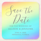 Rainbow Fade Cheerful LGBTQ Bewaar de datum Kartonnen Onderzetters (Voorkant)