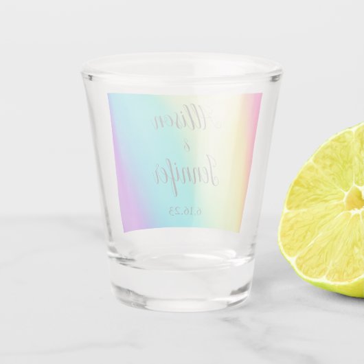  Rainbow Fade Colorful Personalized Weddenschap Shot Glas (Achterkant)