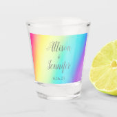 Rainbow Fade Colorful Personalized Weddenschap Shot Glas (Voorkant)