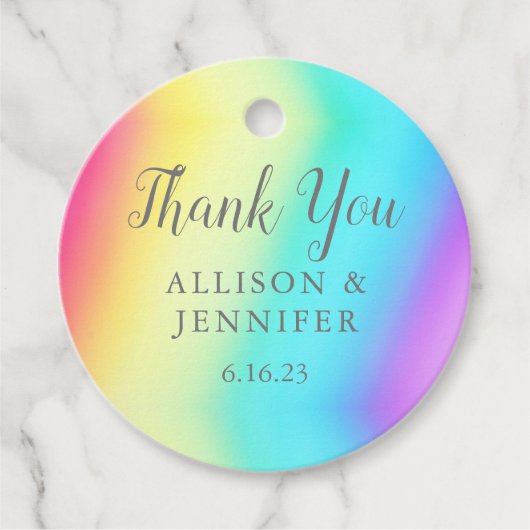 Rainbow Fade kleurengradiënt zomerbruiloft Bedankjes Labels (Voorkant)