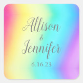 Rainbow Fade  kleurengradiënt zomerbruiloft Vierkante Sticker (Voorkant)