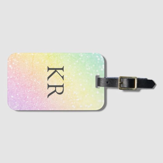 Rainbow Fade Ombre Custom Monogram Initialen Bagagelabel (Voorkant (horizontaal))