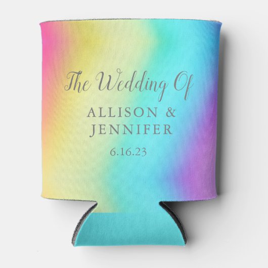  Rainbow Fade Personalized LGBTQ Weddenschap Blikjeskoeler (Voorkant)