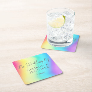  Rainbow Fade Personalized LGBTQ Weddenschap Kartonnen Onderzetters