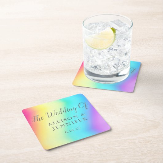 Rainbow Fade Personalized LGBTQ Weddenschap Kartonnen Onderzetters (Insitu)
