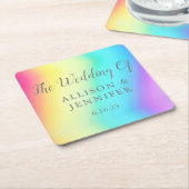 Rainbow Fade Personalized LGBTQ Weddenschap Kartonnen Onderzetters (Schuin)