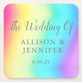 Rainbow Fade Personalized LGBTQ Weddenschap Kartonnen Onderzetters (Voorkant)