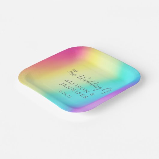  Rainbow Fade Personalized LGBTQ Weddenschap Papieren Bordje (Gebogen)