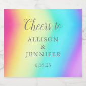 Rainbow Fade Personalized Wedding Cheers Sparkling Wijnetiket (Enkel label)