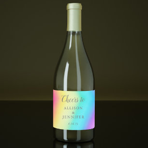  Rainbow Fade Personalized Wedding Cheers Sparkling Wijnetiket