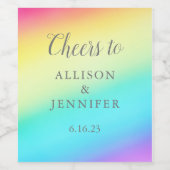  Rainbow Fade Personalized Wedding Cheers Wijn Etiket (Enkel label)