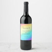  Rainbow Fade Personalized Wedding Cheers Wijn Etiket (Voorkant)