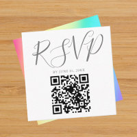 Rainbow Fade Simple Chic QR Code Weddenschap RSVP
