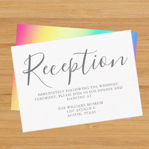 Rainbow Fade Simple Chic Typography Reception Informatiekaartje