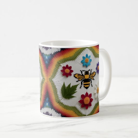 Rainbow Fair Isle Knit Pattern Cozy Coffee Mug Koffiemok (Voorkant rechts)