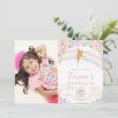 Rainbow Fairy Birthday Party Photo Afbeelding Kaart (Staand voorkant)