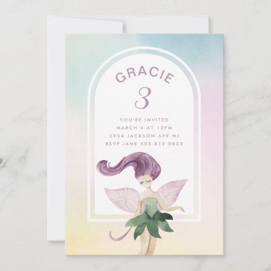 Rainbow Fairy Boho Arch Birthday Party Girl Kaart (Voorkant)