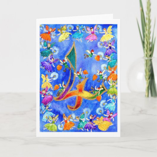 Rainbow Fairy Gelukkige Vierde Verjaardag Kaart (Voorkant)