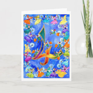 Rainbow Fairy Gelukkige Vierde Verjaardag Kaart