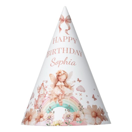 Rainbow Fairy Girl Magic Theepot Verjaardag Feesthoedjes (Voorkant)