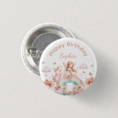 Rainbow Fairy Girl Magic Theepot Verjaardag Ronde Button 3,2 Cm (Voorkant /achterkant)