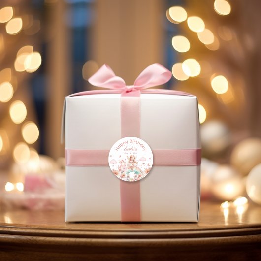 Rainbow Fairy Girl Magic Theepot Verjaardag Ronde Sticker