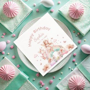 Rainbow Fairy Girl Magic Theepot Verjaardag Servet